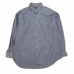 ラルフローレン RALPH LAUREN コーデユロイシャツ ジャケット ピンクポニー 刺繍 ワンポイント 長袖 ブルー XL メンズ YBA2