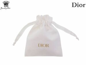 【Used 未使用】クリスチャンディオール Dior ノベルティ 巾着ポーチ 布製フラット巾着 ホワイト ディオールビューティー