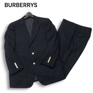 90s★ BURBERRYS ヴィンテージ バーバリー 秋冬 刻印ボタン★ブレザー 紺ブレ セットアップ スーツ Sz.98-88-175AB6　メンズ　I5T00035_1#N