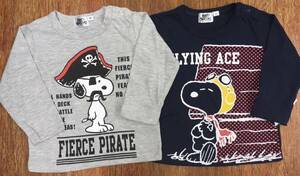 即決★まとめて2点★新品タグ付 PEANUTS ピーナッツ 男児★スヌーピー プリント 長袖Tシャツ★ベビー 80cm（半年～1才目安）￥3300