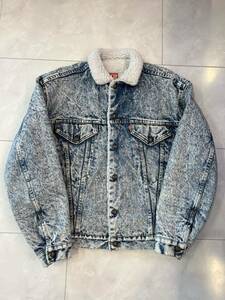 80s 90s ヴィンテージ ビッグサイズ Levis リーバイス デニム ボア トラッカー ジャケット XL 57528-0209 ケミカルウォッシュ アメリカ製