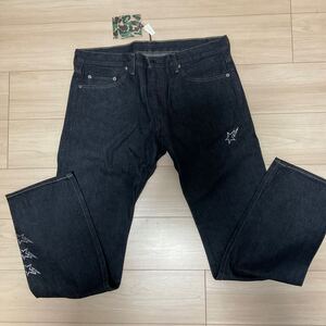 新品未着用 アベイシングエイプ A BATHING APE スワロフスキー製スタークリスタルデニムパンツ　CRYSTAL DENIM PANTS サイズXL 日本製　