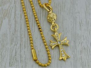 CHROME HEARTS/1 BALL TINY CROSS CHARM/PAVE/22K/BALL CHAIN/クロムハーツ/1 ボールタイニークロスチャーム