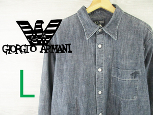 春物 ARMANI JEANS●アルマーニジーンズ イタリア製＜薄手 コットン混 長袖シャツ＞●M362c