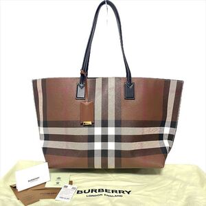 【中古・美品】 BURBERRY バーバリー　ダークバーチブラウン　チェック　トートバッグ