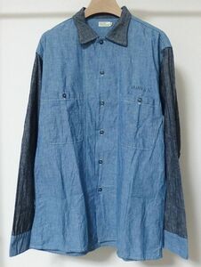 WAREHOUSE ウエアハウス DUCK DIGGER Lot 3042 USN 2TONE CHAMBRAY SHIRTS プリント 2トーン シャンブレー シャツ 40