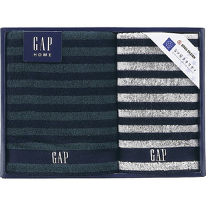 〔ギフト〕GAP HOME NEW ボーダーギフト フェイスタオル&ウォッシュタオル