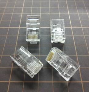 RJ45 LANコネクタ 4個 (非貫通型)　RJ45プラグ　モジュラープラグ