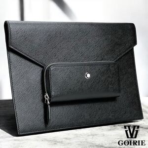 【超レア/未使用品】MONTBLANC モンブラン サルトリアル エンベロープ ポーチ クラッチバッグ イタリア製 セカンドバッグ ペンケース 黒