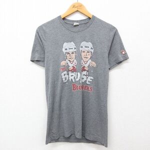 XS/古着 半袖 ビンテージ Tシャツ メンズ 90s The BRUISE BROTHERS クルーネック グレー 霜降り 24jun11 中古