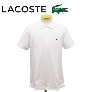 LACOSTE (ラコステ) PH7937L スリムフィット ソリッドポロシャツ 半袖 日本製 LC191 001ホワイト 5-L