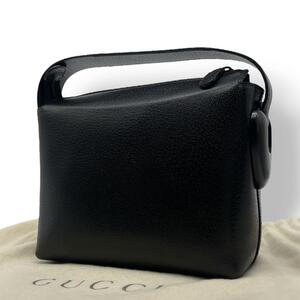 【美品】グッチ GUCCI ハンドバッグ 腕掛け トップワンハンドル オールレザー ブラック