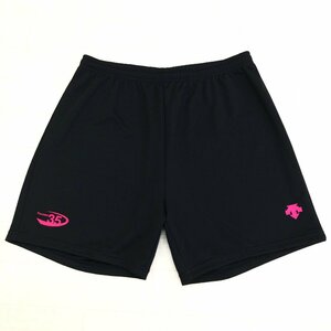 美品 DESCENTE デサント ロゴプリント 吸水速乾 ドライ ジャージ ショーツ O 黒 ハーフパンツ 短パン XL 2L LL 特大 大きい バレーボール