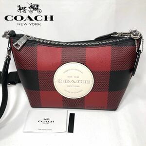 【新品】COACH コーチ ハンドバッグ クロスボディ デンプシー ショルダー バッグ レッド ブラック 赤 黒 チェック パッチ C1551