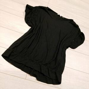 K563 最終値下げ UNIQLO ユニクロ Tシャツ M レディース カットソー 半袖 黒系 ブラック系 綿 コットン レーヨン..