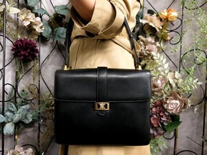 ●超美品●CELINE セリーヌ●ロゴ金具●ワンハンドル●カーフ レザー 本革●ショルダー バッグ●黒●ゴールド金具●肩掛け●Js53235