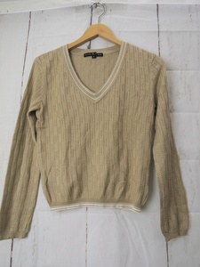 RALPH LAUREN ラルフ ローレン Vネックニット M ベージュ SS RL NM 2008 絹100% 日本製