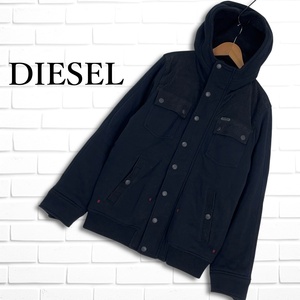 ◆美品◆ DIESEL ディーゼル コーデュロイ 切替 中綿 フード ミリタリー ジャケット 黒 ブラック メンズ M ◆送料無料◆ 3064J