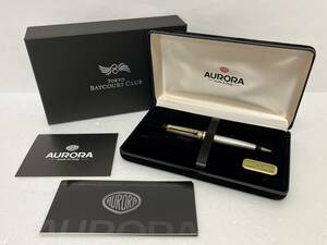 【ST19219MG】AURORA アウロラ オプティマ・ソリッドシルバー No.988 ボールペン 筆記用具 箱・ケース有 TOKYO BAYCOURT CLUB ※筆記未確認