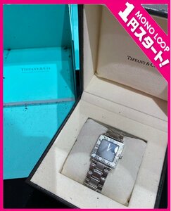 【6AG妙05019E】　★1円スタート★TIFFANY＆Co.★ティファニー★Atlas★スクエア文字盤★クォーツ★腕時計★稼働品★箱あり★