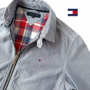 トミーヒルフィガー TOMMY HILFIGER フルジップ ジャケット S (日本M) グレー チェック柄 スイングトップ