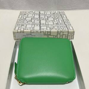 新品 COMME DES GARCONS CDG WALLET コム デ ギャルソン 二つ折り財布 SA2100 ARECALF ジップウォレット 2つ折り財布 GREEN/グリーン