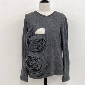 薔薇 装飾 AD2013 COMME des GARCONS 穴あき ニット カットソー グレー コムデギャルソン セーター フラワー コサージュ archive 4010312