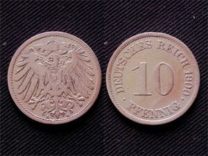 【ドイツ】 10ペニッヒ 1900年 　A イーグル　白銅貨　ドイツ帝国時代