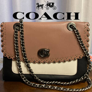 コーチ チェーン ショルダーバッグ 肩掛け 斜め掛け レディース COACH ベージュ　ピンク ブラック