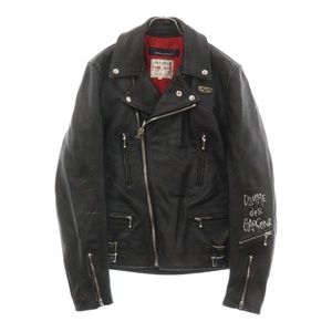 Lewis Leathers ルイスレザー COMME des GARCONS LIVEFREE ライトニング ダメージ加工ライダースレザージャケット ブラック KZ-J001