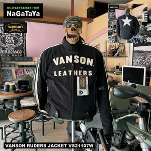 VANSON バンソン VS21107W ウインター シングル ライダースジャケット ワンスター ブラック×ホワイト Lサイズ BIKERウエア