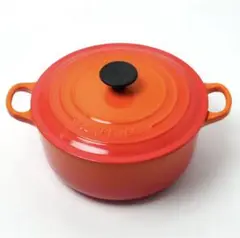 【美品】LE CREUSET　ココット ロンド オレンジ　20cm