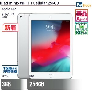 中古 タブレット iPad mini5 Wi-Fi ＋Cellular 256GB au(エーユー) シルバー 本体 7.9インチ iOS17 Apple アップル 6ヶ月保証