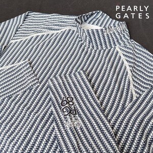 ★新品正規品 PEARLYGATES/パーリーゲイツ エステルベアカノコ 長袖ハイネックカットソー ＜小紋柄シリーズ＞ size5(L)