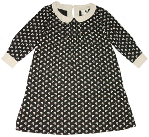 Orla Kiely オーラカイリーxユニクロ★丸襟 ワンピース 七分袖★Mサイズ★小花柄★ダークグレー★未使用タグ付き