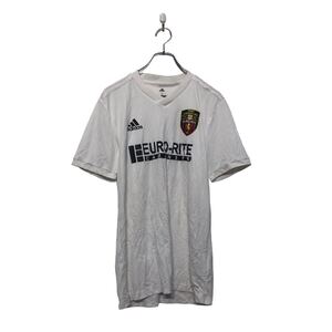 adidas 半袖 プリント Tシャツ アディダス S ホワイト スポーツウェア Vネック 古着卸 アメリカ仕入 a605-7133