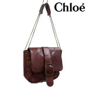 Chlo/クロエ/レザーチェーンショルダーバッグ/シボレザー/ゴールド金具/ショルダーパイソン柄