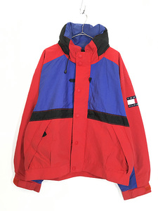 古着 90s TOMMY HILFIGER アーム 刺しゅう パッチ 2way クレイジー ナイロン ジャケット L 古着