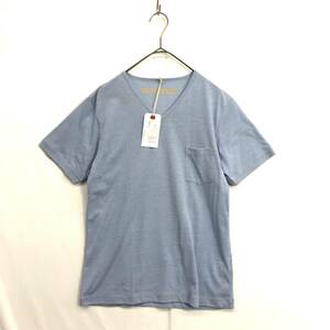 HZ9656★MASTER＆CO. : Vネック ポケットTシャツ★0★ブルー系 定価￥5800+税 マスターアンドコー