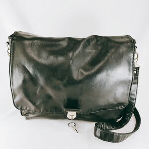 【レトロ】Bolsa Moda ボルサモーダ ショルダーバッグ レザー 肩掛け 斜めがけ ブラック スクエア ハンド トート 鞄 軽量 ヴィンテージ D-2