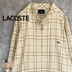 【薄手素材】LACOSTE 麻混 コットン ブルゾン ジャケット 古着