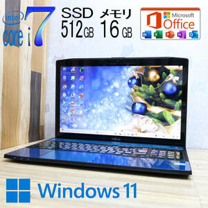 ★美品 最上級4コアi7！新品SSD512GB メモリ16GB★AH77/K Core i7-3632QM Webカメラ Win11 MS Office2019 Home&Business ノートPC★P71775