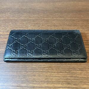 A986/【中古品】GUCCI 146229 GG柄レザー 二つ折り 長財布 レザー グッチ ブラック 財布 黒 ウォレット ブランド ファッション 