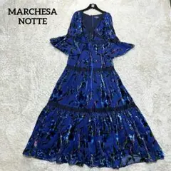 【美品】マルケッサノッテ 花柄 ベロア ロング ワンピース ドレス フリル