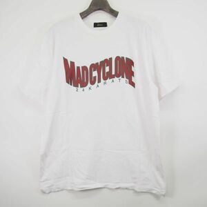 24カラッツ 24karats MAD CYCLONE マッドサイクロン プリントTシャツ(L)ホワイト