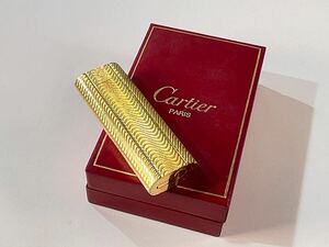 ★Cartier カルティエ ガスライター ライター 喫煙具 喫煙グッズ ゴールド 箱入り オーバル ゴールドカラー 現状品 中古品 管理L396