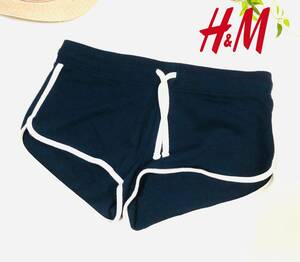 H＆M　エイチアンドエム　ウエスト紐結び　ショートパンツ　ルームウェア　ネイビー　サイズUS/EUR M