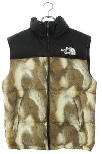 シュプリーム ノースフェイス ダウンベスト Fur Print Nuptse Vest サイズ:S ファープリントヌプシダウンベストダウンベスト 中古 HJ12