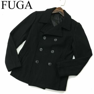 FUGA フーガ 秋冬 メルトン ウール★スリム Pコート Sz.44　メンズ 黒　A4T00025_1#N