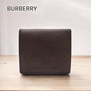 BURBERRY コインケース レザー チェック柄 ブラウン